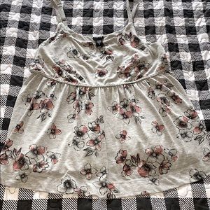 FLORAL PRINT BRAIDED TRIM BABYDOLL TOP